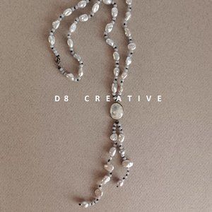 Handmade Freshwater Pearl with Crystal and moonstone pendant Necklace